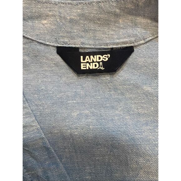 Lands' End Womens Linen Split Neck Tunic Soft Blue Linen 18 - Picture 9 of 9